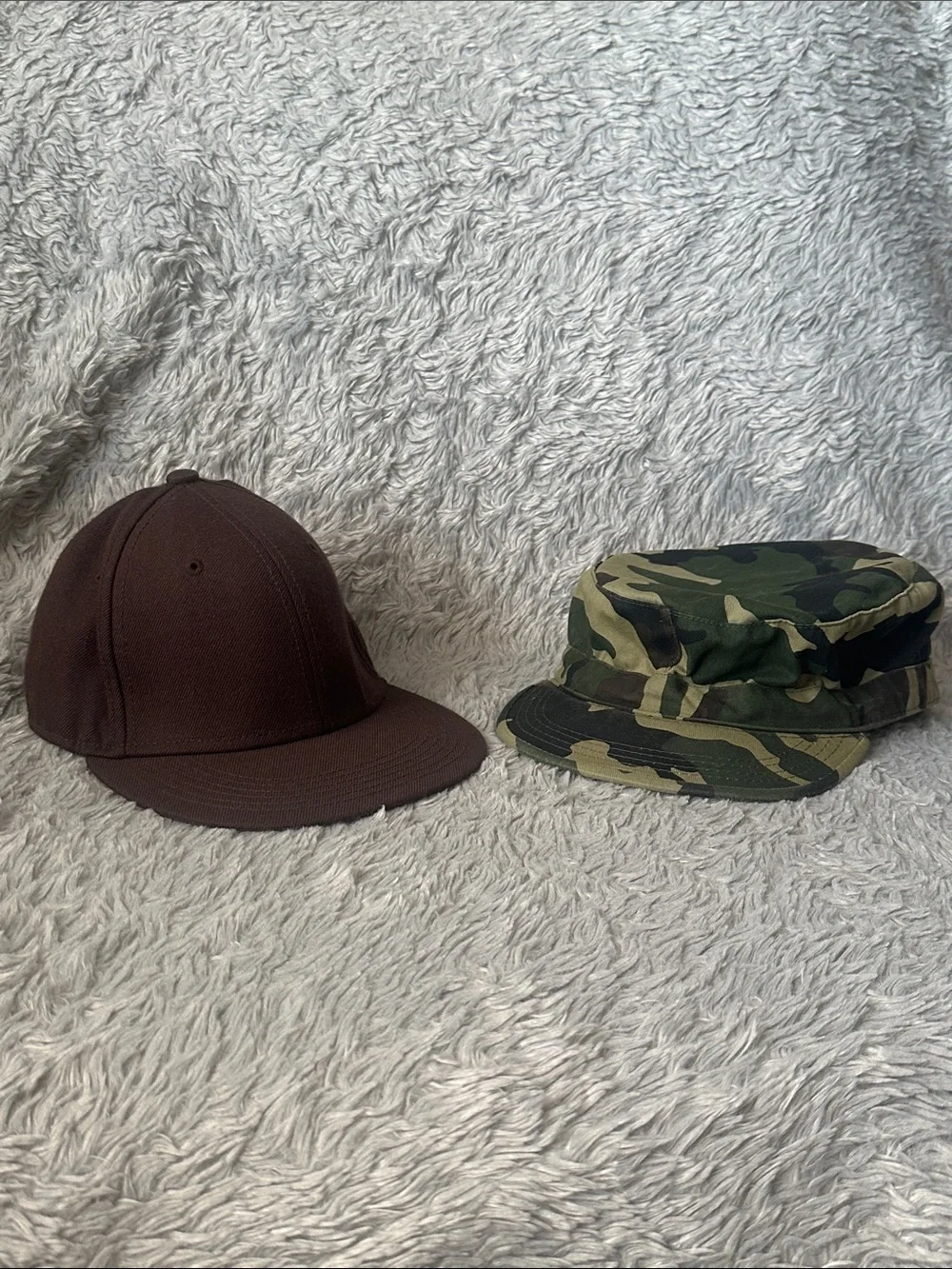 Brown Baseball Cap & Green Camo Military Cap - Men’s Two-Pack